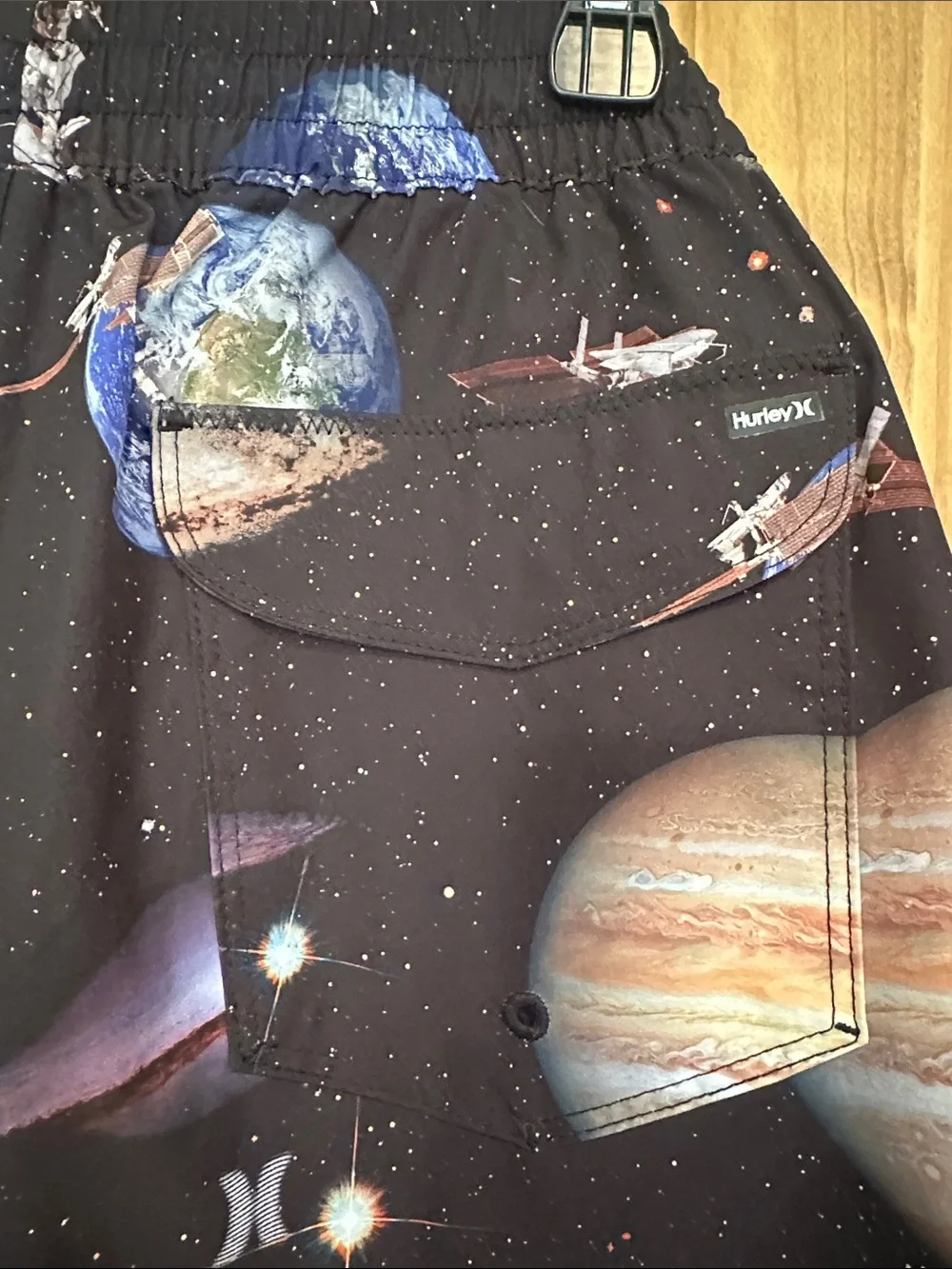 Hurley Black Space Print Swim Trunks